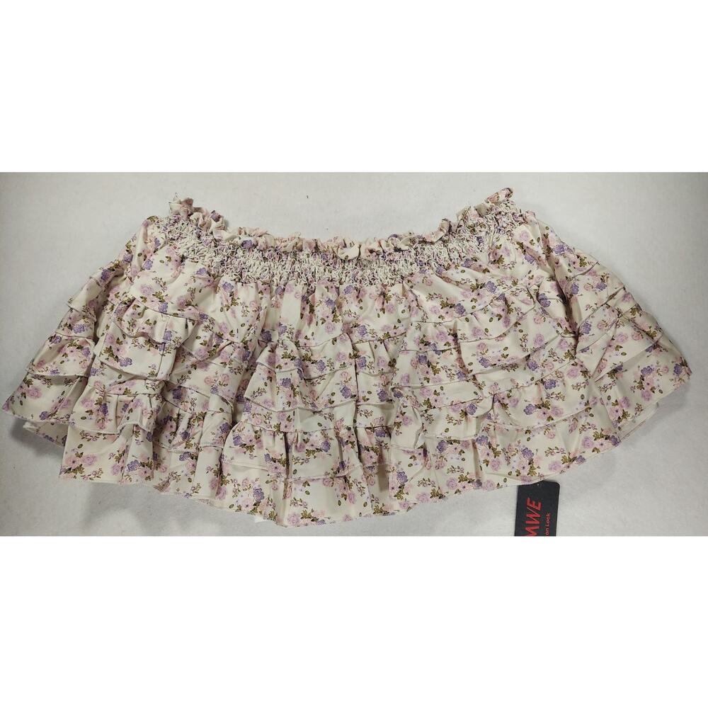ROMWE 2XL Floral Ruffle Layered Mini Skort NWT Y2K Flirty Feminine Romantic